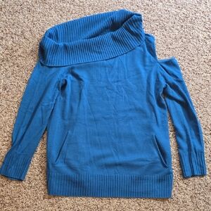 New York & Company Teal Off-Shoulder Sweater